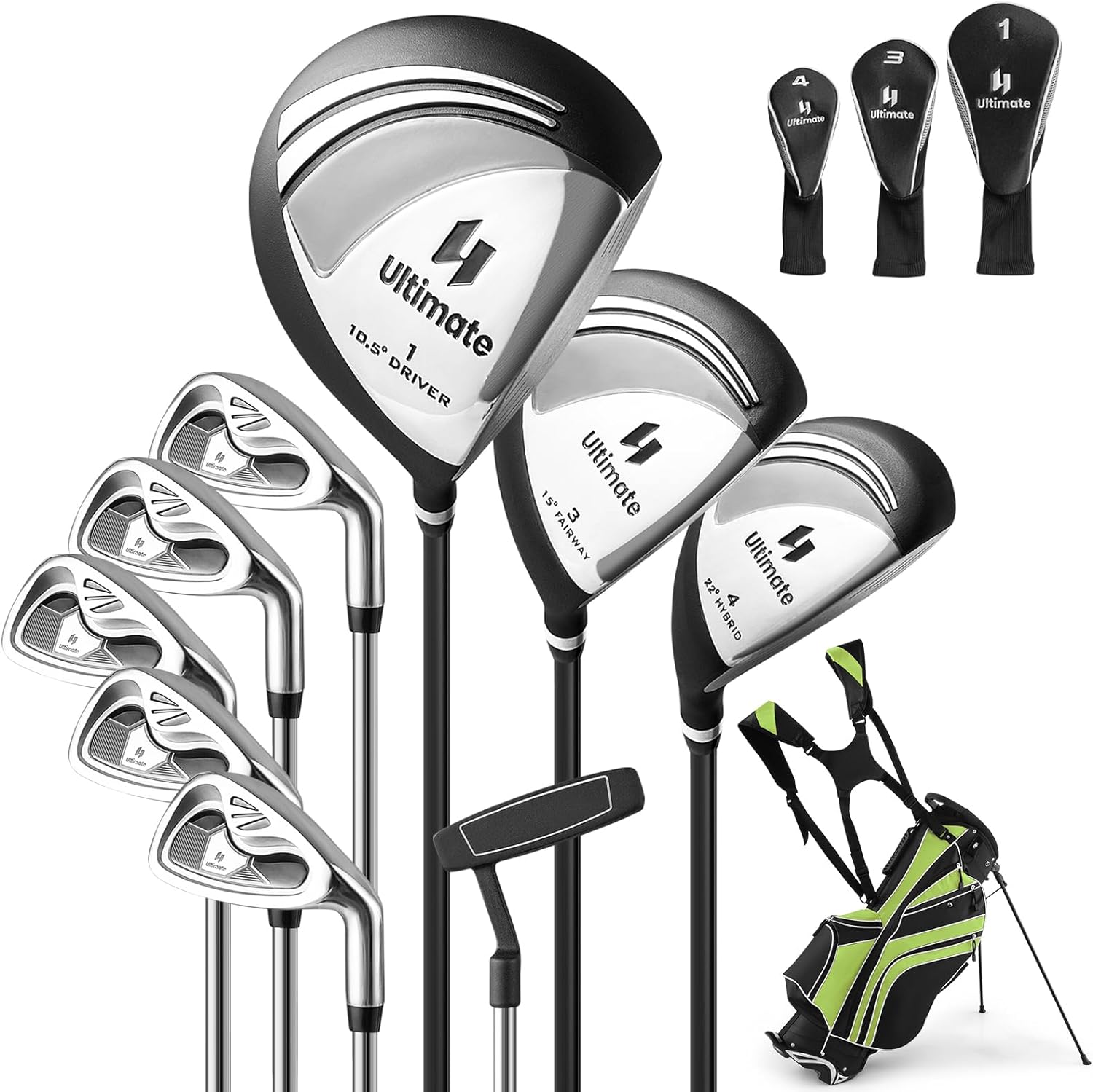 GYMAX Complete Golf Club Set for Men, 12/14 PCS Right Hand Golf Clubs Set with #1 Driver & #3 Fairway & #4 Hybrid & #6/#7/#8/#9/#P Irons, Putter & Head Covers, Mens Golf Clubs Set