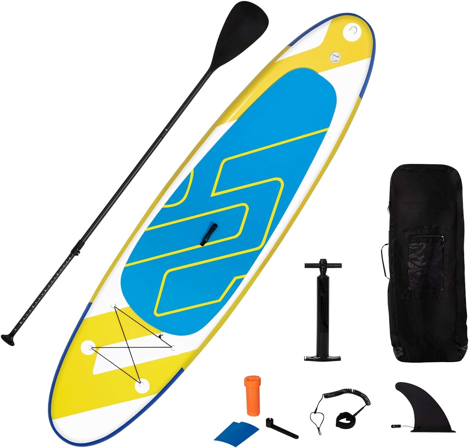 GYMAX Inflatable Stand Up Paddle Board, 10/11 x 31 x 6 Lightweight SUP with Accessory Set, Backpack, Aluminum Paddle, Non-Slip Deck, 3 Fins, Leash & Repair Kit for Surfing Yoga Fish