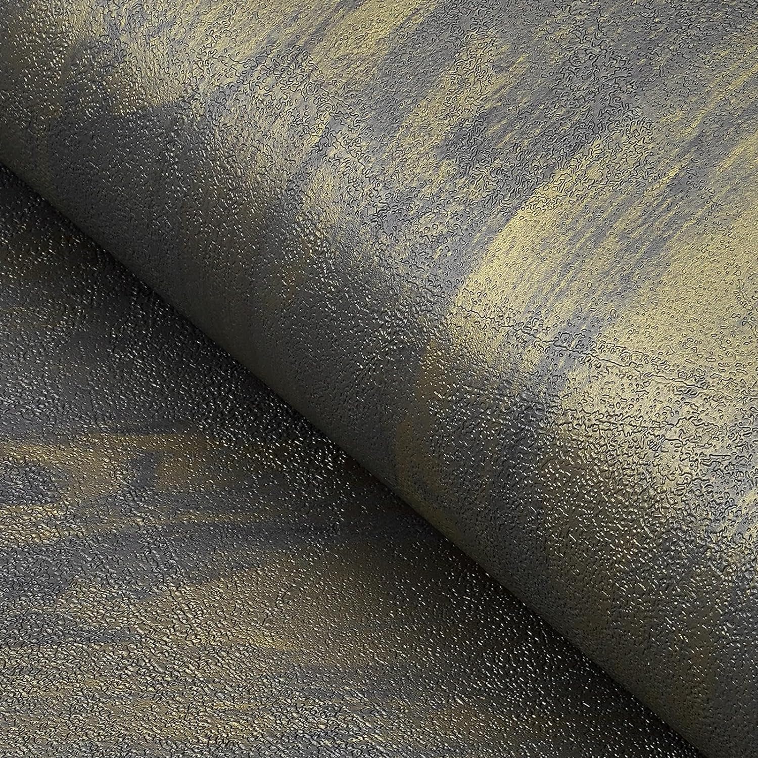 FunStick Thick Grey Gold Stained Concrete Wallpaper Peel and Stick Textured 3D Concrete Contact Paper for Countertops Waterproof Removable Faux Cement Wallpaper for Bedroom Walls Cabinets 15.8x78.8