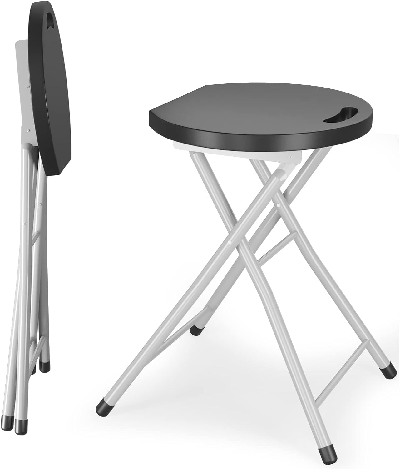 GYMAX Folding Stool, 28in Portable Collapsible Bar Stool with Handle & Steel Frame, 330lbs Sturdy Foldable Lightweight Metal Chair for Outdoor/Indoor Kitchen Home Bar, Assembly Free (Set of 1, 28inch)