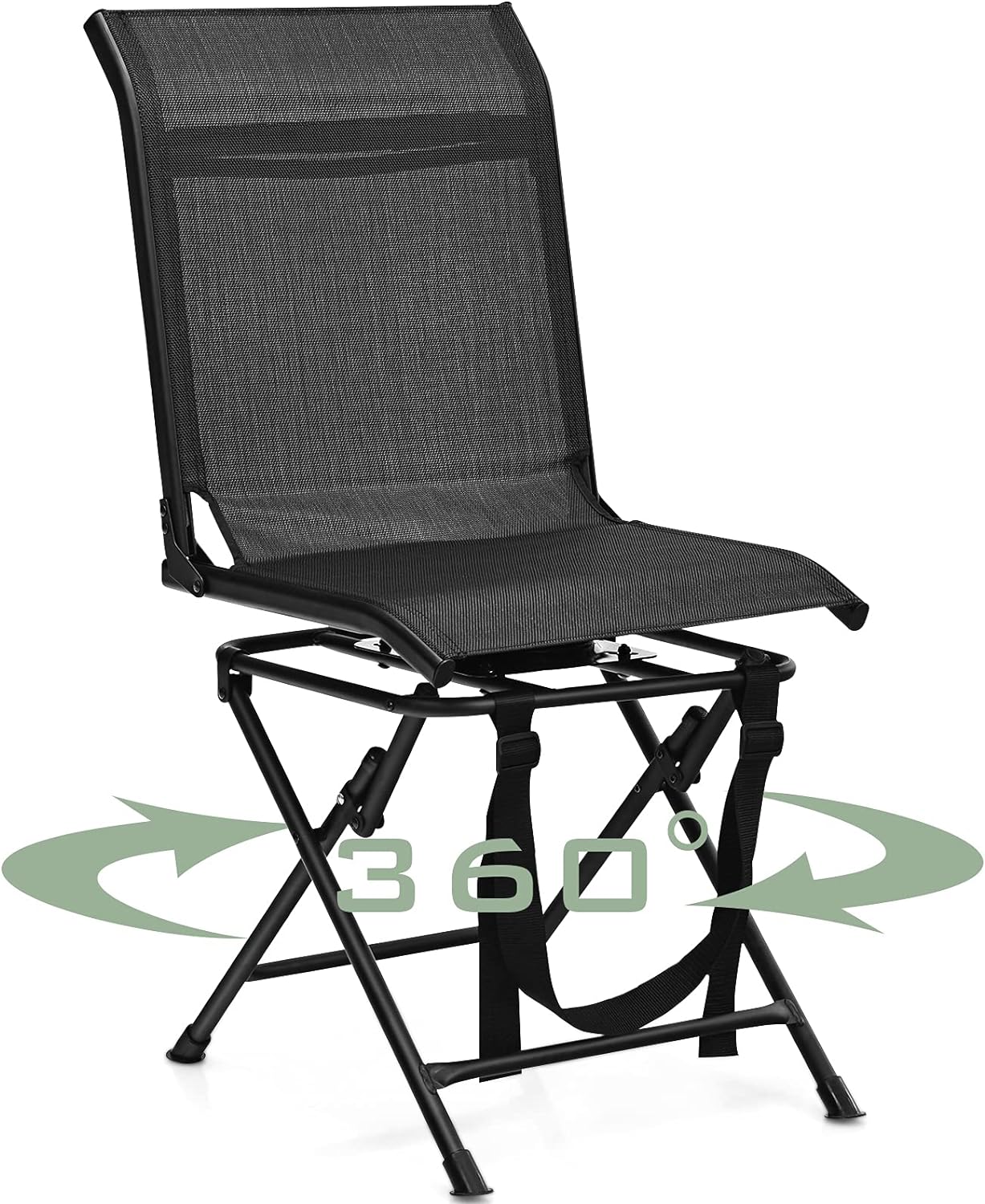 GYMAX Hunting Chair, 360 Degree Swivel Hunting Blind Chair with Carry Handle, 330 lbs Capacity, Comfortable, Waterproof, Portable and Silent Folding Dove Hunting Chair for Blinds (Without Armrest)