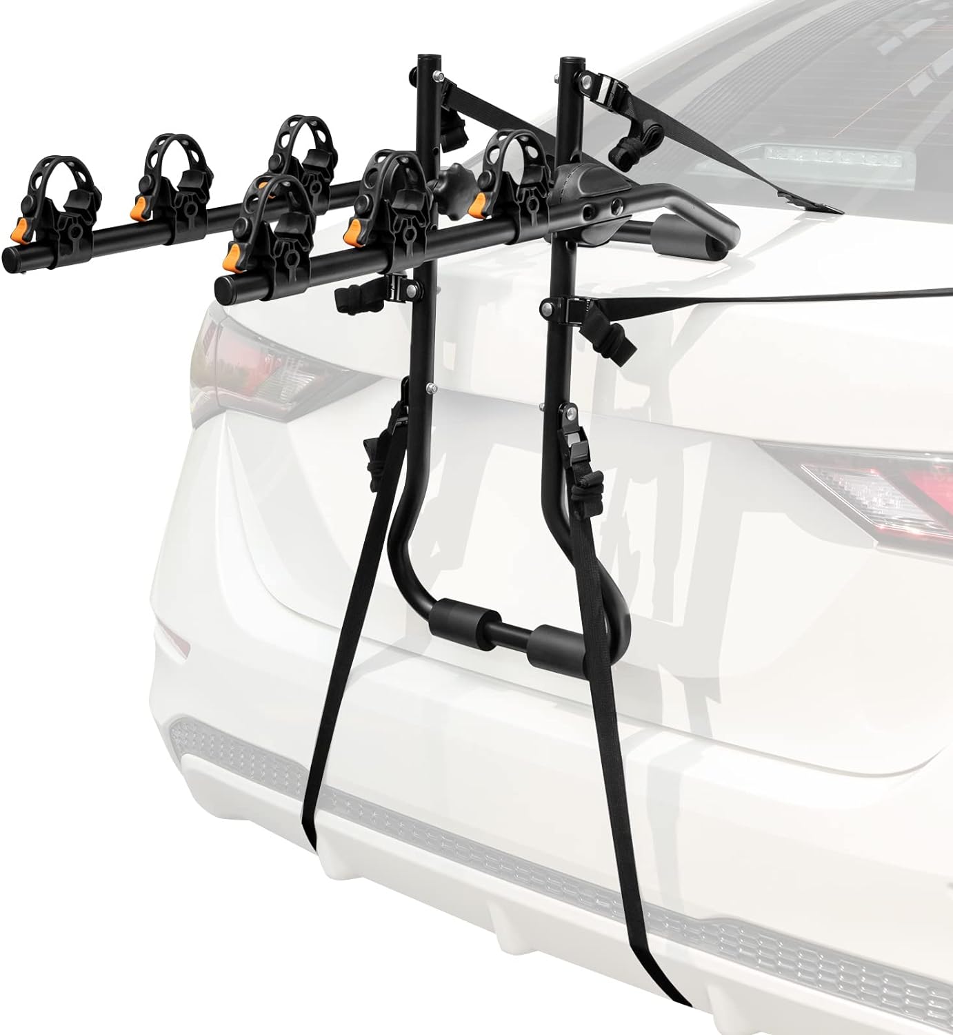 GYMAX Bike Rack, Trunk Mounted 3 Bike Hitch Rack with 2 Receiver & Double Safety Guarantee, Folding Heavy Duty Adjustable Bicycle Rack for Cars, Trucks, SUV and Minivans