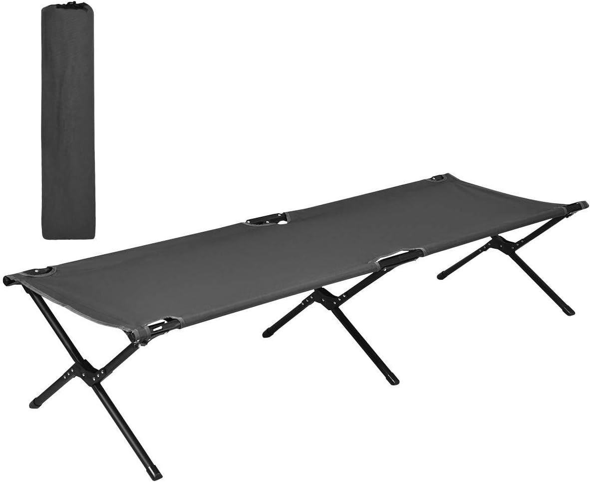 GYMAX Folding Camping Cot, Heavy Duty Portable Military Cot with Oxford Fabric, Foldable Camping Bed for Outdoor Camping Hunting Indoor Office Nap