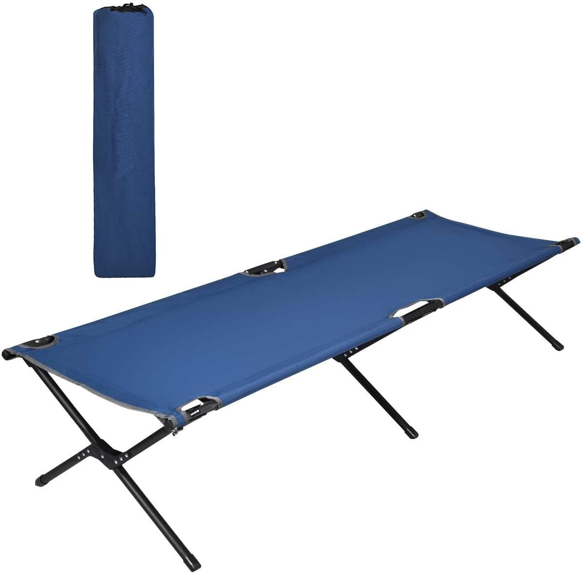 GYMAX Folding Camping Cot, Heavy Duty Portable Military Cot with Oxford Fabric, Foldable Camping Bed for Outdoor Camping Hunting Indoor Office Nap