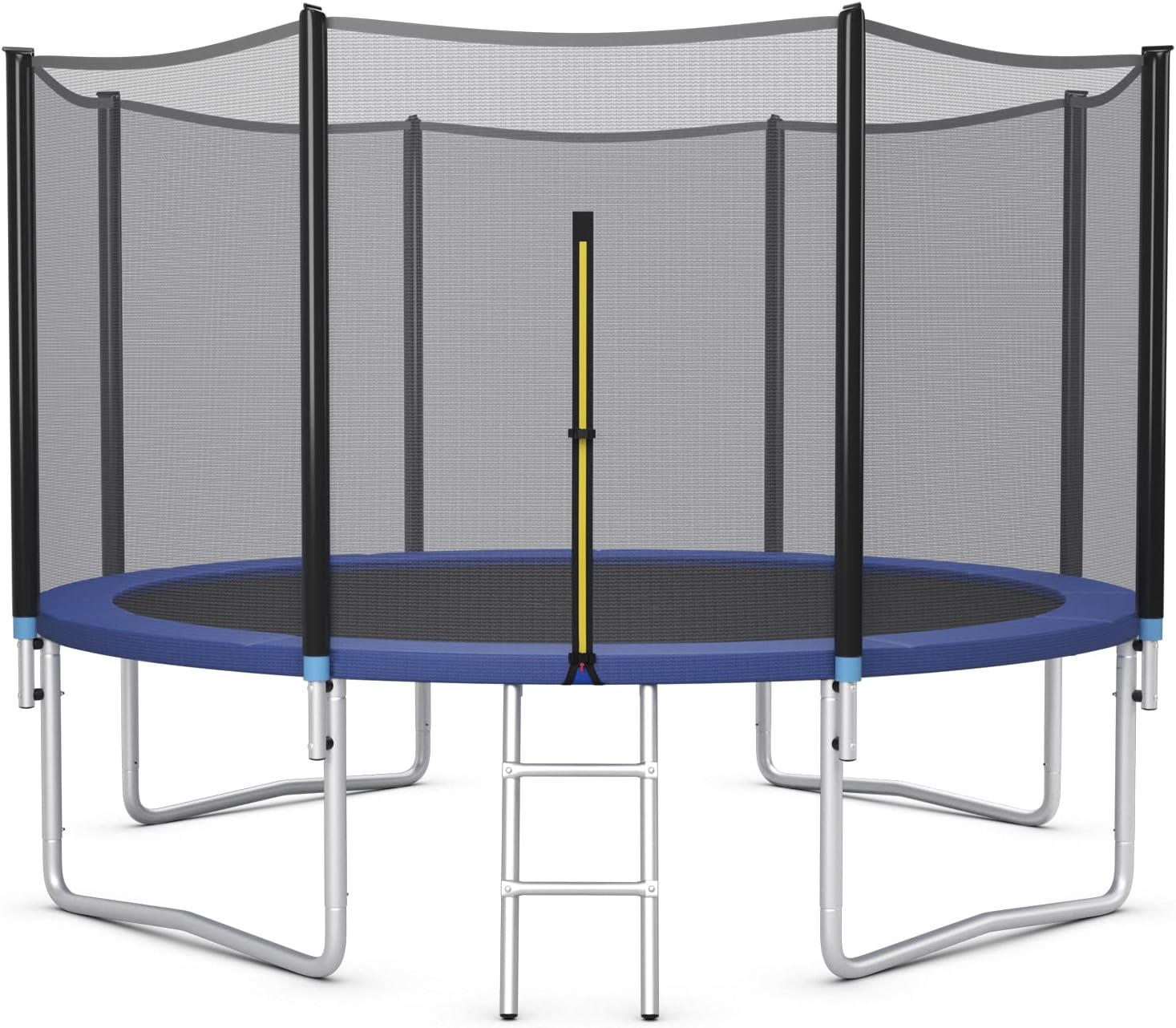 GYMAX Trampoline, 8FT 10FT 12FT 14FT 15FT 16FT Recreational Trampolines w/Safety Enclosure Net & Ladder - ASTM Certificated, Outdoor Trampoline for Kids and Adults