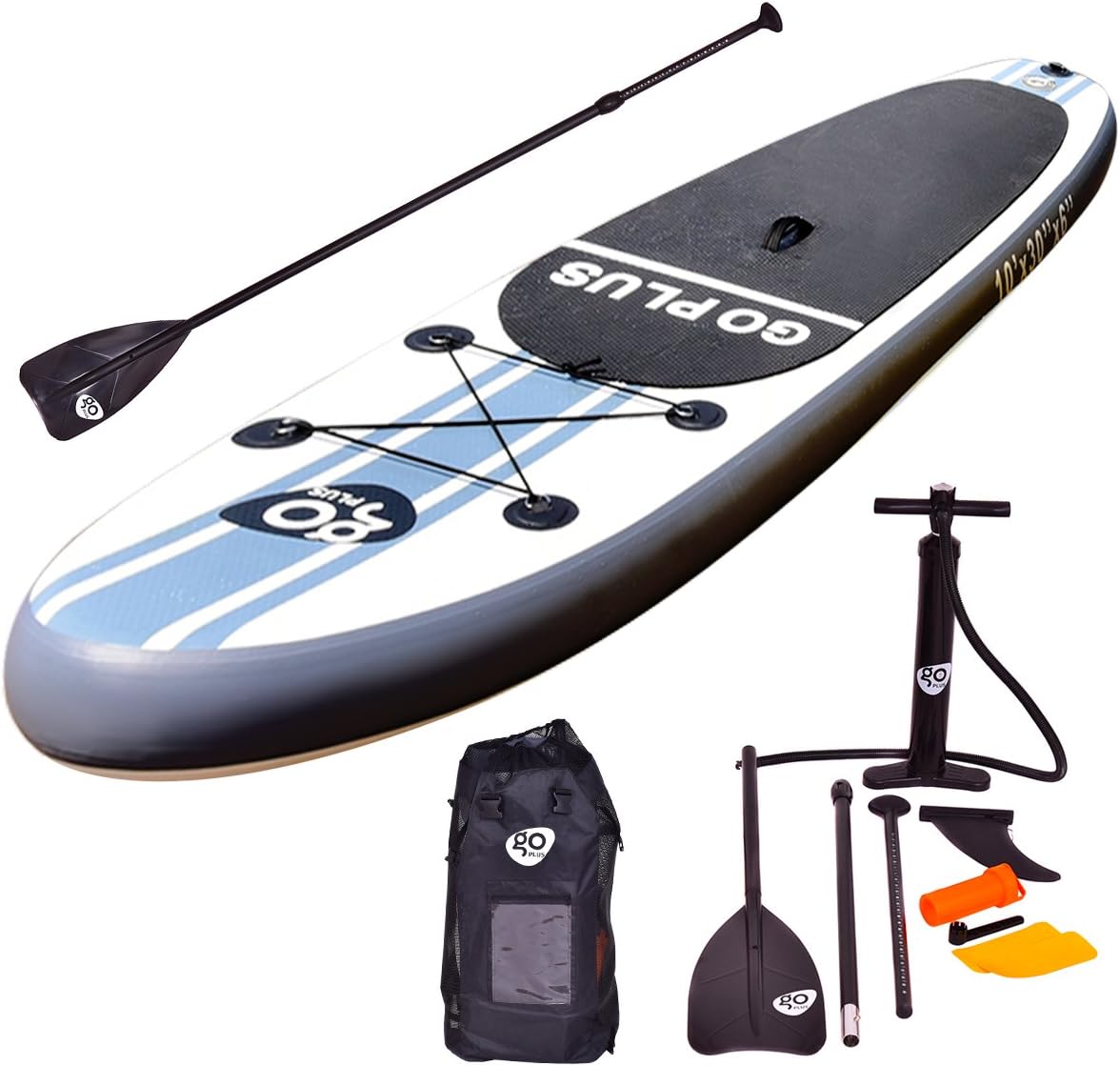 Gymax Paddle Board, 6 Thick Inflatable Stand Up Surfboard SUP Board for All Levels, Adjustable Paddle, Pump, Fins, Repair Kit, Carry Backpack