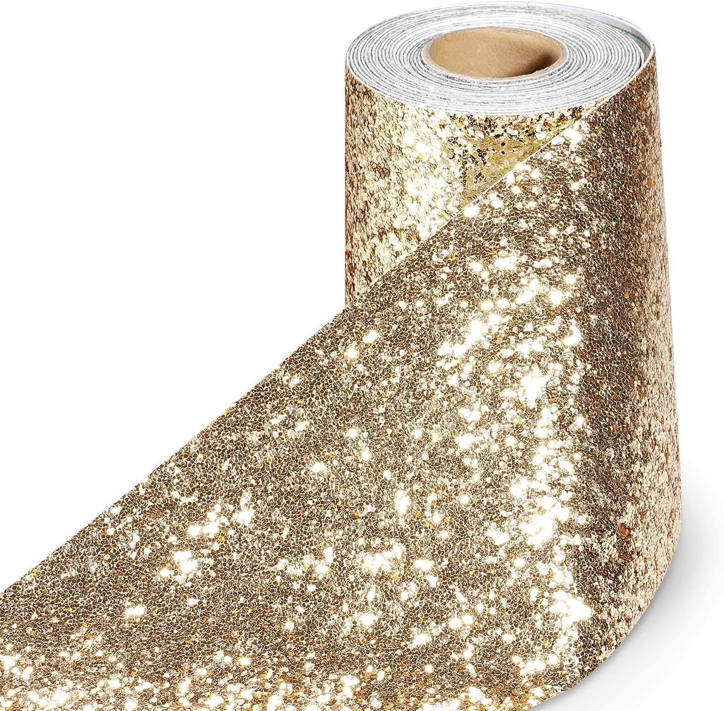 Stickyart Champagne Chunky Glitter Wallpaper Peel and Stick Glitter Wallpaper Border Self Adhesive Sequins Sparkle Glitter Fabric Contact Paper for DIY Crafts Ceiling Decoration 3.94x160