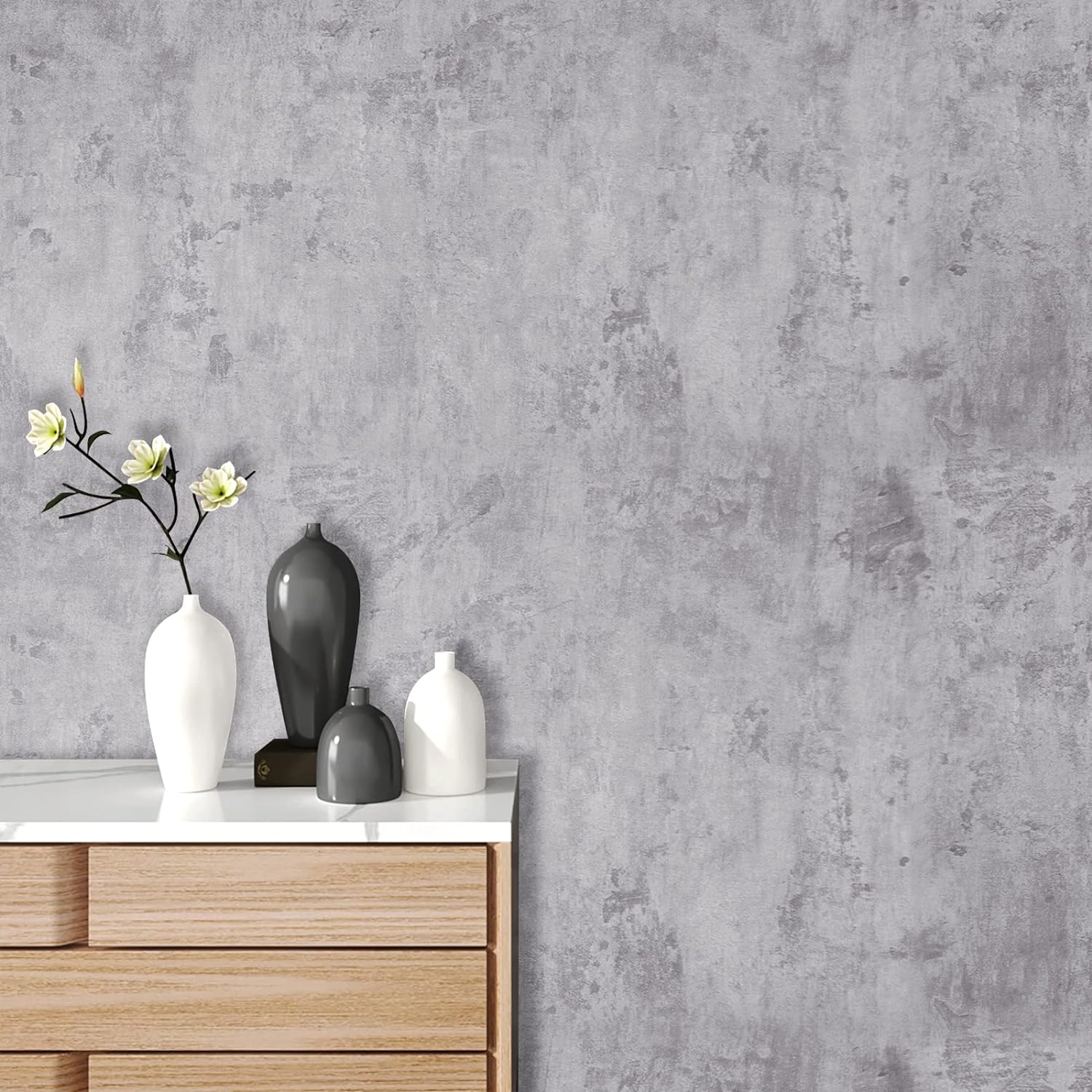 Stickyart Textured Stained Grey Concrete Wallpaper Roll Peel and Stick Cement Wallpaper Matte Self Adhesive Vinyl Wallpaper Concrete Look Rustic Removable Wallpaper for Bedroom Living Room 12x160