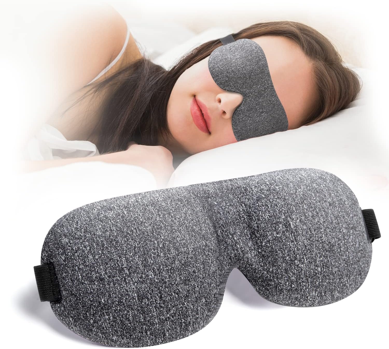 NEWVANGA Sleep Mask for Back and Side Sleeper, 100% Block Out Light, Eye Mask Sleeping of 3D Night Blindfold, Ultralight Travel Eye Cover