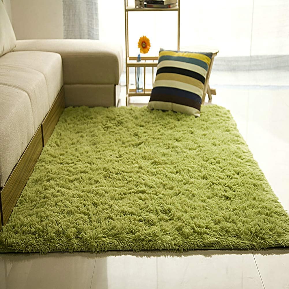 Merelax Soft Modern Indoor Large Shaggy Rug for Livingroom Bedroom Dorm Kids Room Home Decorative, Non-Slip Plush Fluffy Furry Fur Area Rugs Comfy Nursery Accent Floor Carpet 3x5 Feet, Green