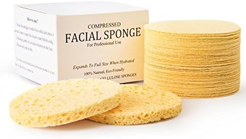 Facial Sponges, MAXSOFT Compressed 100% Natural Cellulose Facial Cleansing Sponges-50 Count
