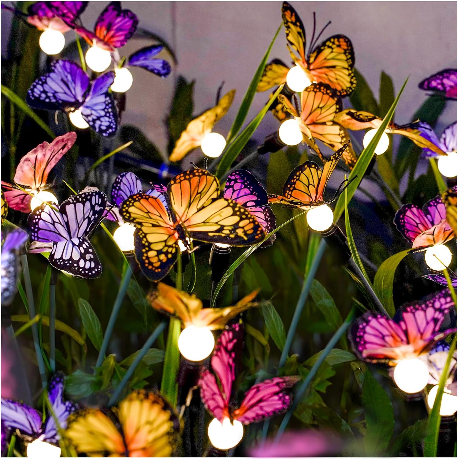 Solar Garden Lights, Upgraded Solar Swaying Butterfly Lights,Solar Outdoor Lights, Solar Decorative Lights Yard Patio Pathway Decoration, Larger Solar Panel & Better Sway Effect (4 Pack)