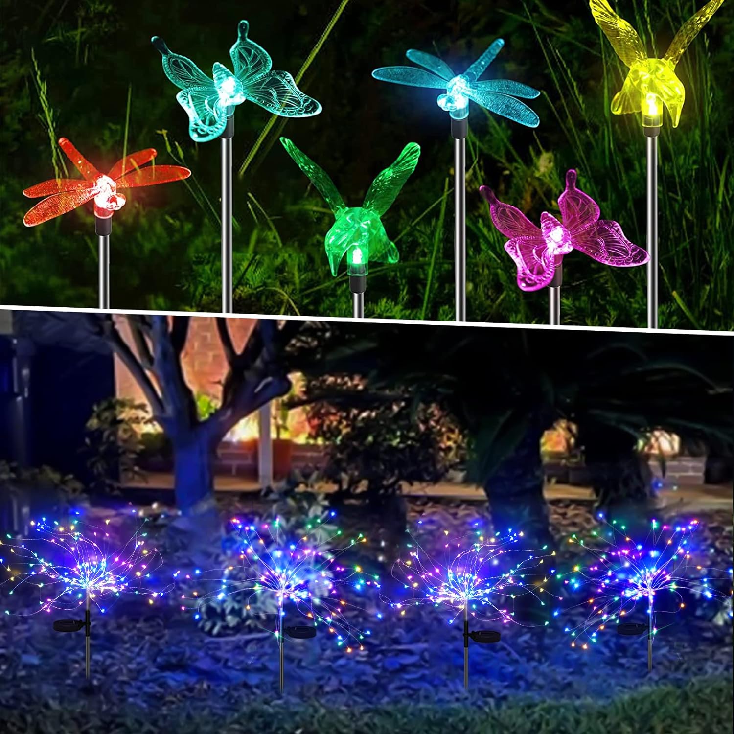 Anordsem Solar Garden Lights Solar Lights Outdoor Decorative-8 Pcs Solar Stake Lights for Fence, Yard, Gardens, Flowerbed