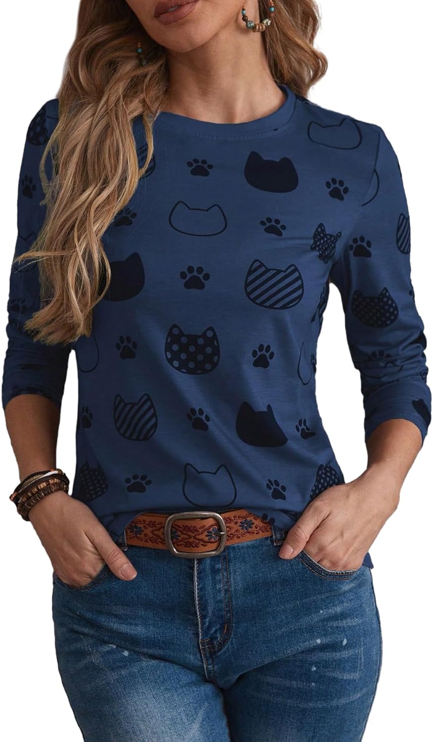 SOLY HUX Women' Long Sleeve Shirts Graphic Print Tees Casual Round Neck T Shirts