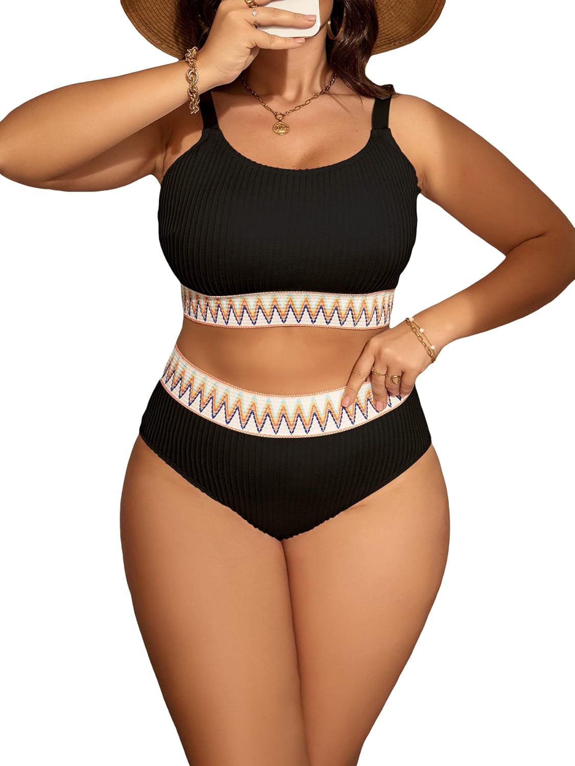 SOLY HUX Bikini Sets for Women Plus Size High Waisted Bikini Bathing Suits 2 Piece Swimsuit