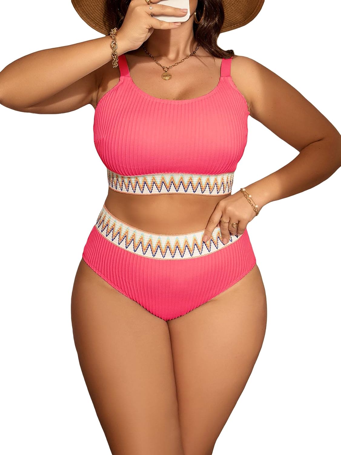 SOLY HUX Bikini Sets for Women Plus Size High Waisted Bikini Bathing Suits 2 Piece Swimsuit