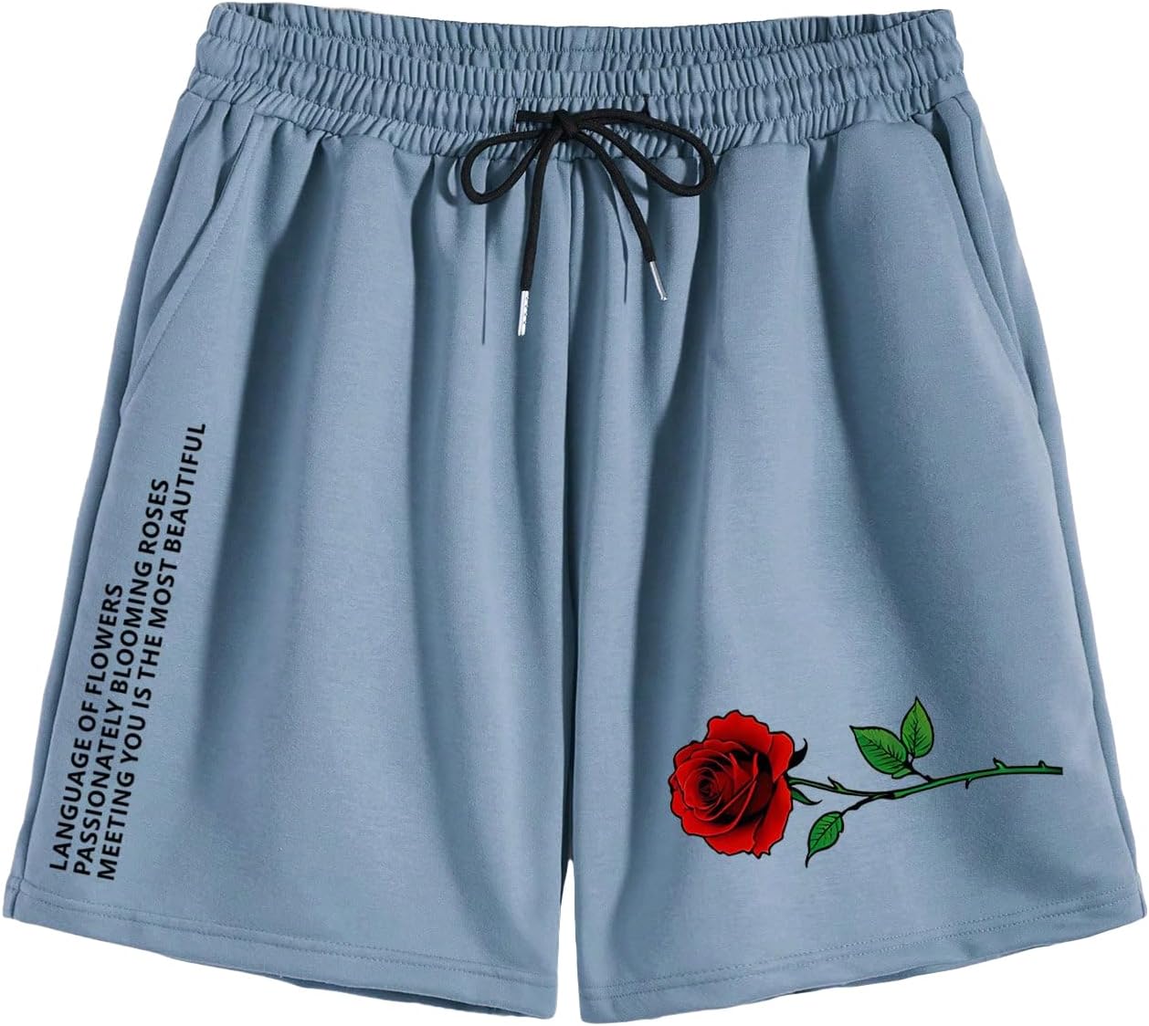 SOLY HUX Men' Graphic Sweat Shorts Floral Letter Print Drawstring Waist Track Shorts with Pocket