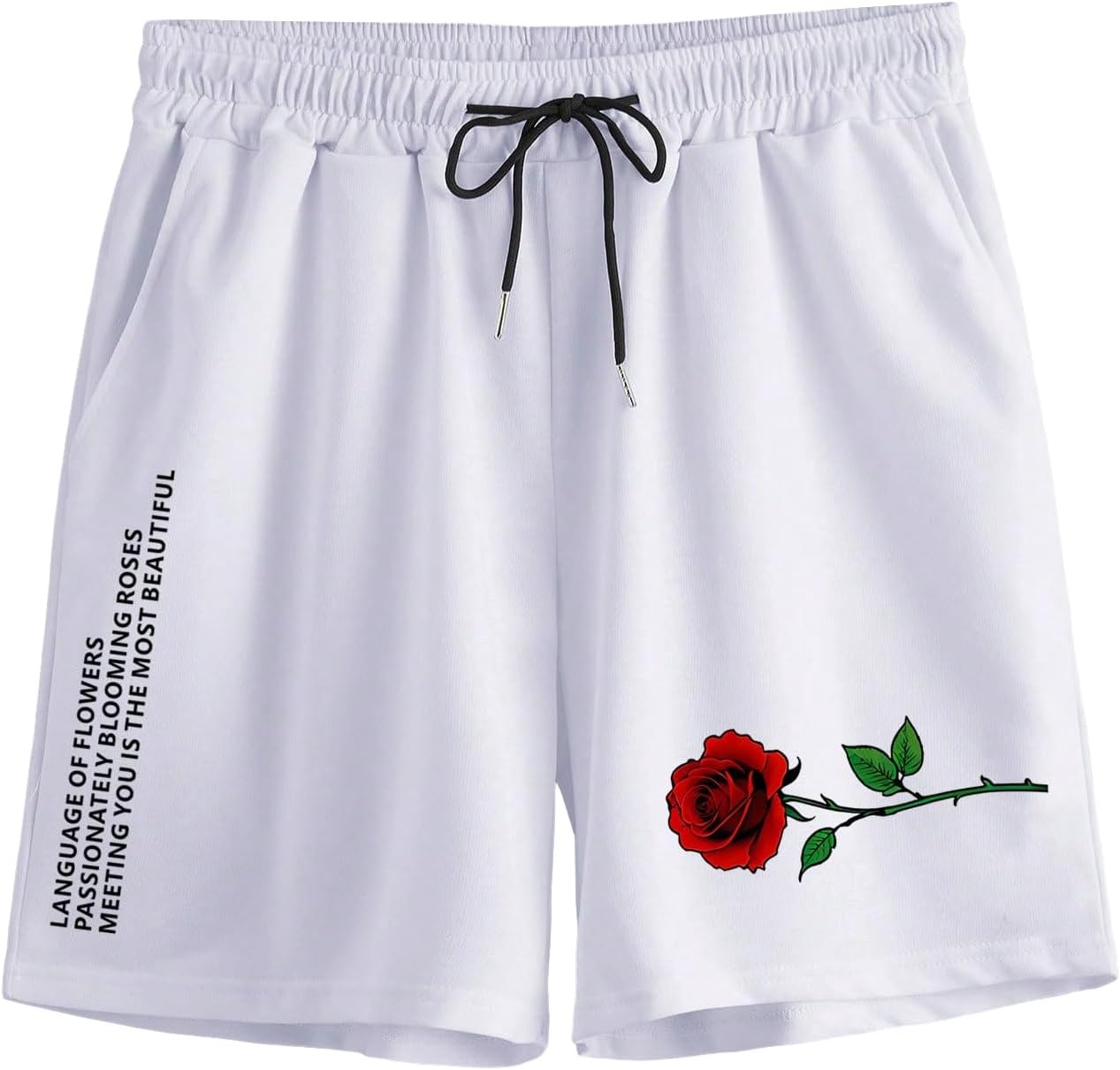 SOLY HUX Men' Graphic Sweat Shorts Floral Letter Print Drawstring Waist Track Shorts with Pocket