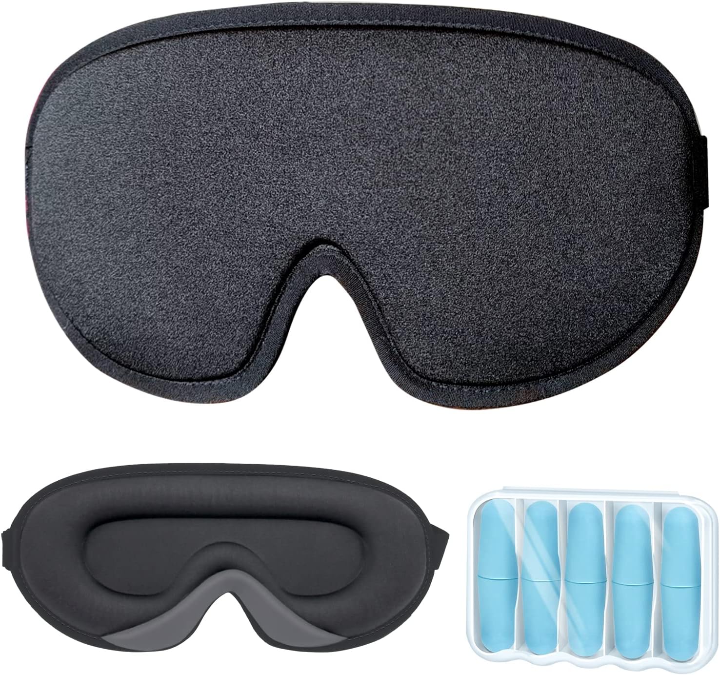 LYSIAN Sleep Eye Mask Men Women-3D Concave Comfortable Cooling Mask Blindfold for Adult Night Sleep Eyes Cover with Foam Ear Plugs for Sleeping, Yoga, Nap, Travel, Black