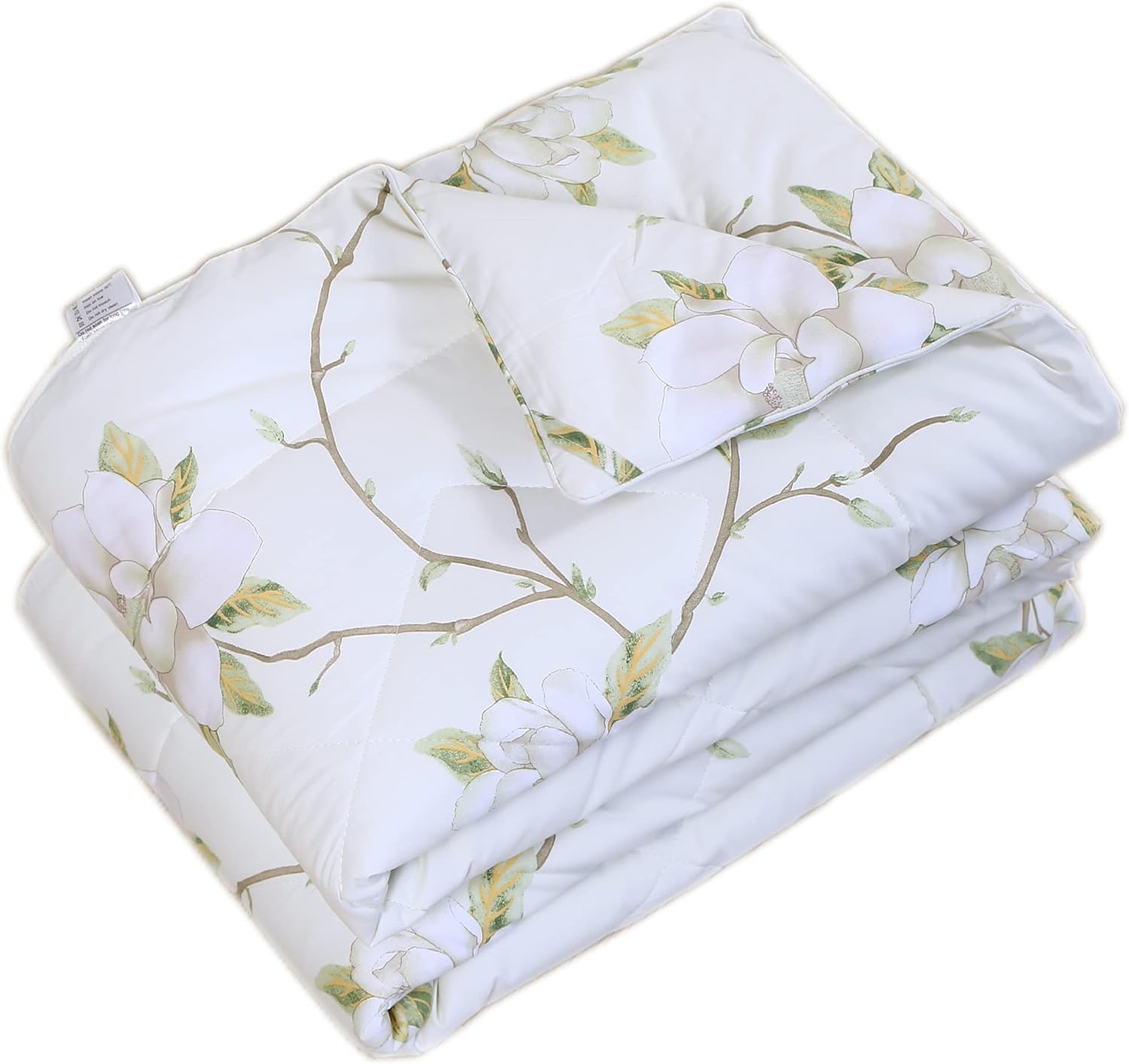 FADFAY White Floral Comforter Set Twin Shabby Floral Summer Quilt 100% Cotton Fabric with Soft Microfiber Inner Fill Bedding Lightweight Reversible All Season Down Alternative Duvet Insert 3Pcs, Twin