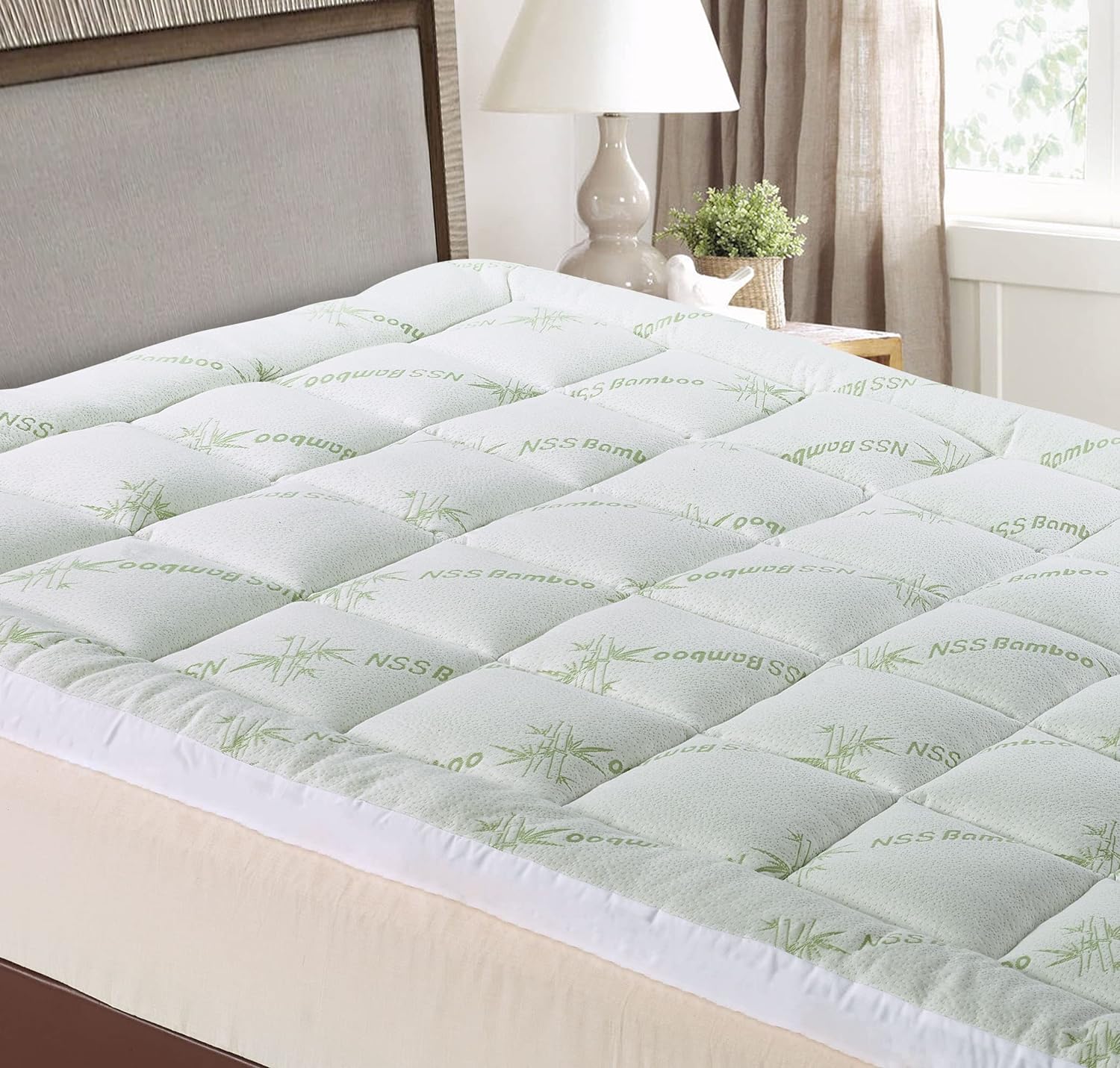 Bamboo Twin Gusset 39x75 Inches Soft Cooling Plush Down Alternative Quilted 4 Corner Skirt Protector Mattress Pad Reviver Enhancer (Viscose Made from Bamboo)