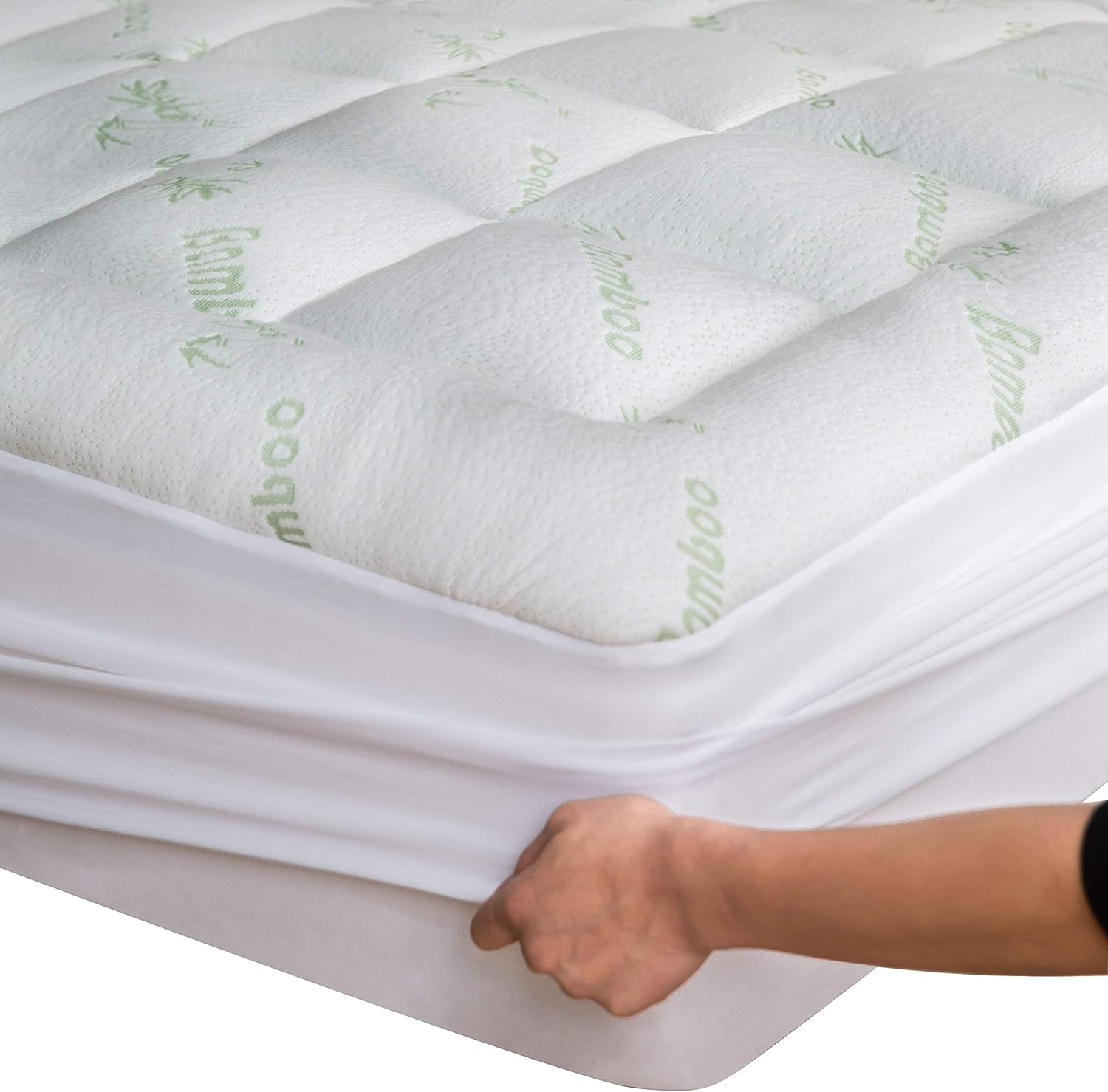 Bamboo King Mattress Topper - Thick Cooling Breathable Pillow Top Mattress Pad for Back Pain Relief - Deep Pocket Topper Fits 8-20 Inches Mattress (Viscose Made from Bamboo, 78x80 Inches)