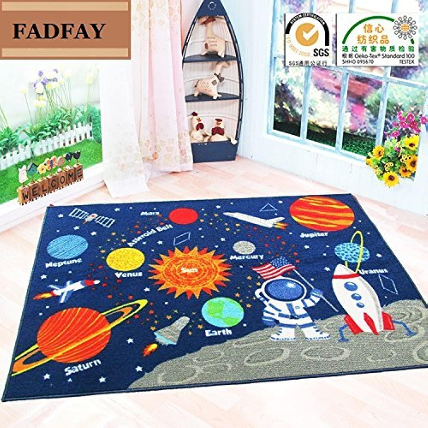 FADFAY Outer Space Kids Rug Cute Kids Room Carpet 39''52''