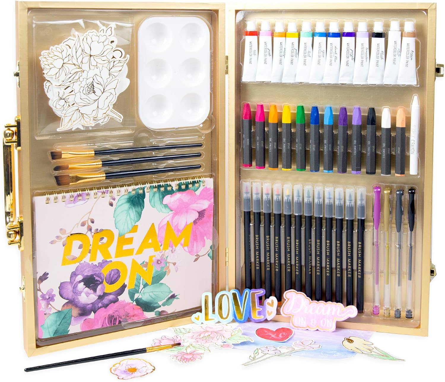 STMT DIY Designer Art Studio by Horizon Group USA, Kit Includes 40+ Art Making Essentials.Water Colors,Oil Pastels,Brush Markers,Spiral Art Pad & More