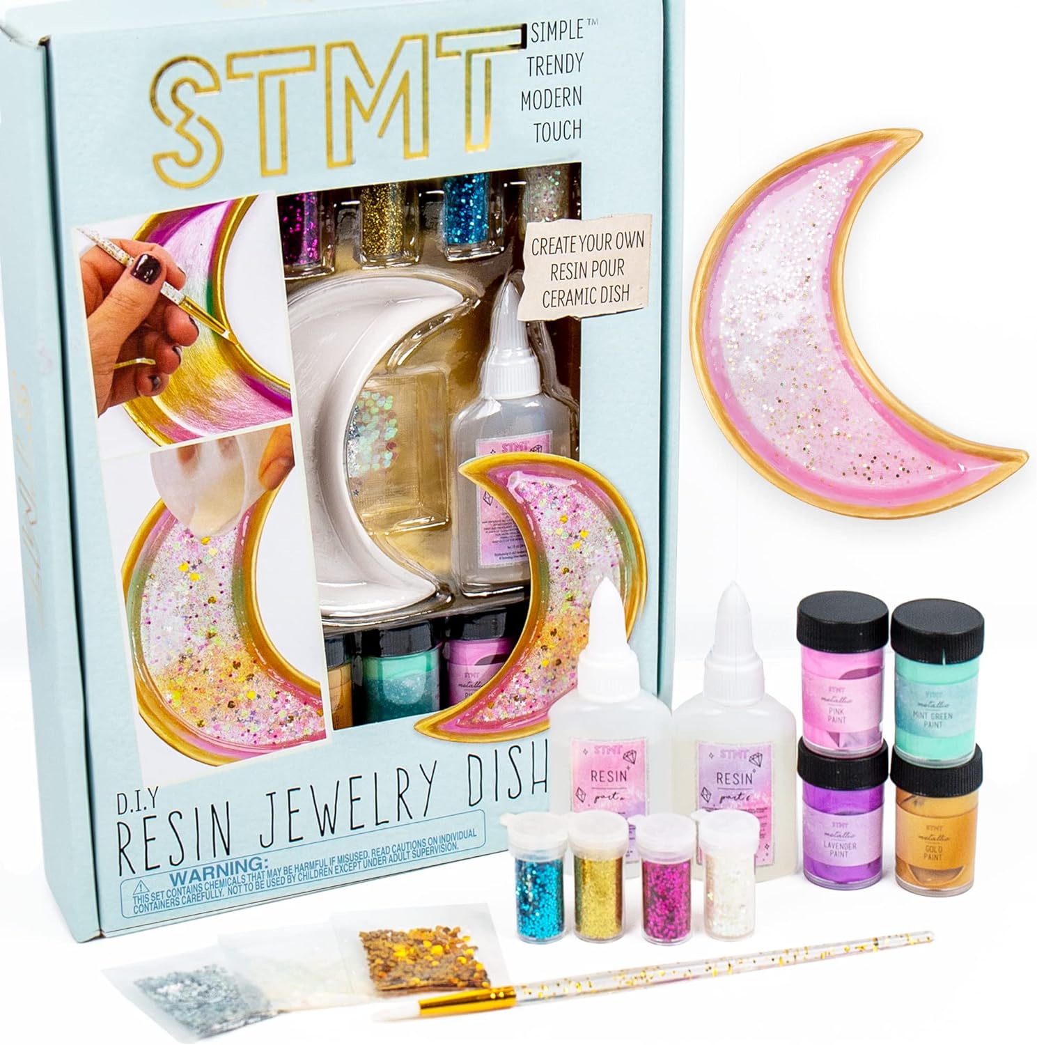 STMT D.I.Y. Resin Jewelry Dish Kit, Epoxy Resin Jewelry Dish Kit, Creative Resin Craft Kit for Beginners, Create Your Own Trinket Tray Dish, Great Weekend Activity for Kids Adults