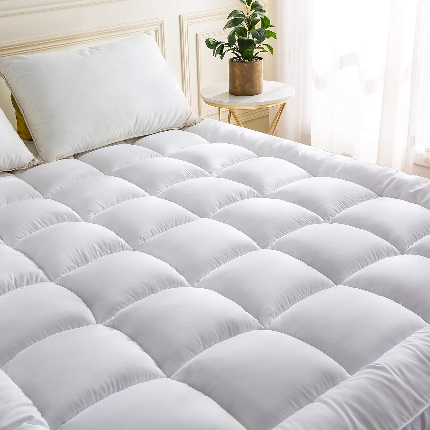 Extra Thick Air Flow Mattress Topper Twin Bed Size 2 Inches Highly Breathable Cooling Plush Dual Layer Fits 8-20inches Deep Pillow Top Super Soft Microfiber Down Alternative Fill