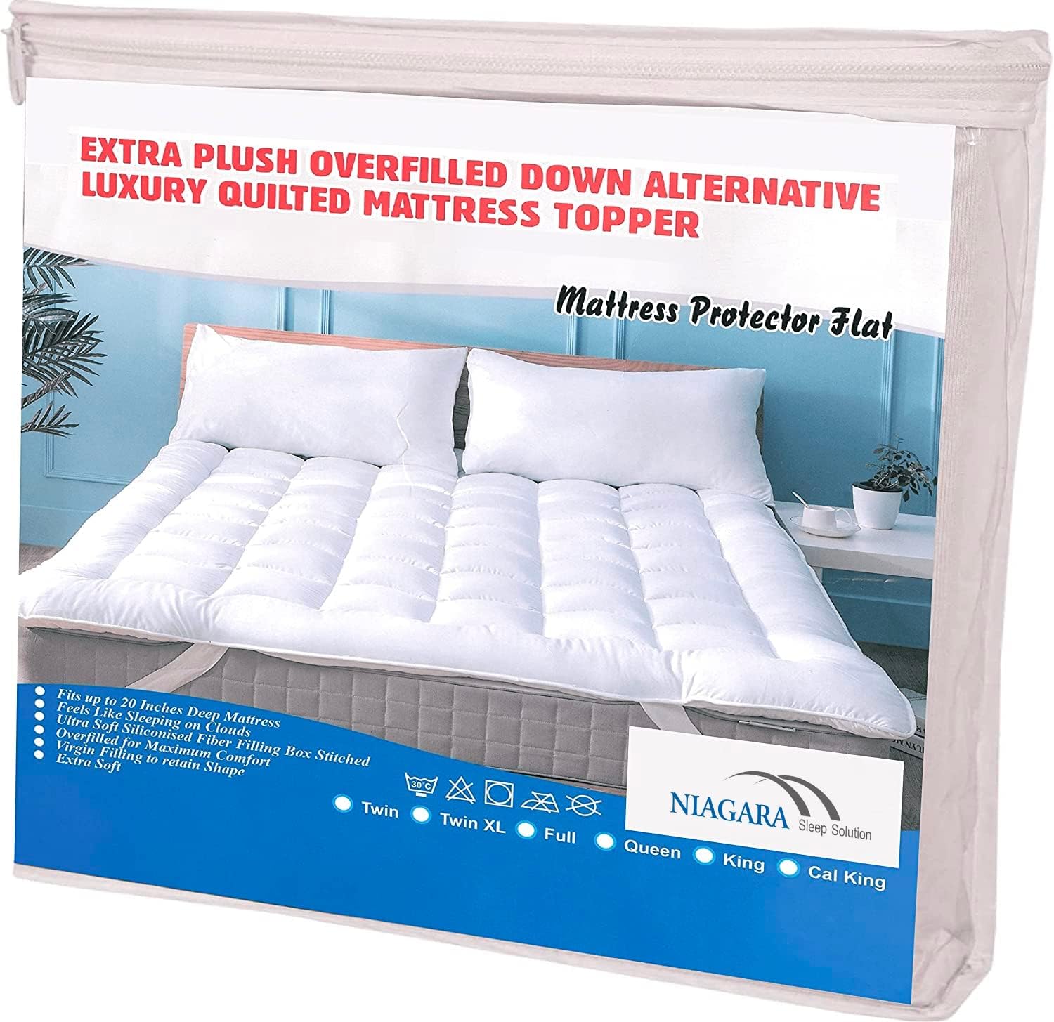 Mattress Topper Twin 2inches Gusset 39x75 Inches 2 Inches Thick Plush Down Alternative Quilted Fitted Skirt Protector Mattress Pad Reviver Enhancer (Microfiber, Twin 2 Inches Gusset)
