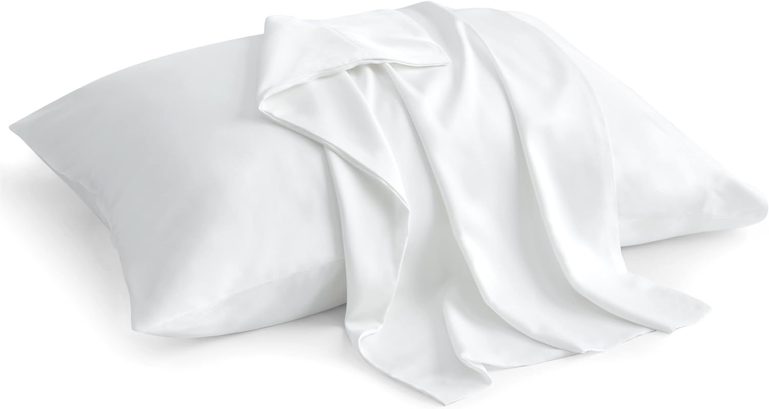 BEDELITE King Size Pillow Cases Set of 2, Rayon Derived from Bamboo, Cooling Pillow Cases for Hot Sleepers & Night Sweats, Breathable and Silky Soft Envelope Pillowcases(White, 20x40)