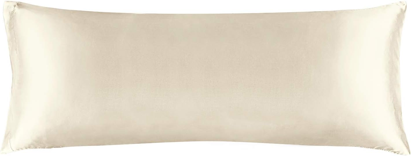 BEDELITE Satin Silk Body Pillow Pillowcase for Hair and Skin, Premium and Silky Beige Long Body Pillow Case Cover 20x54 with Envelope Closure