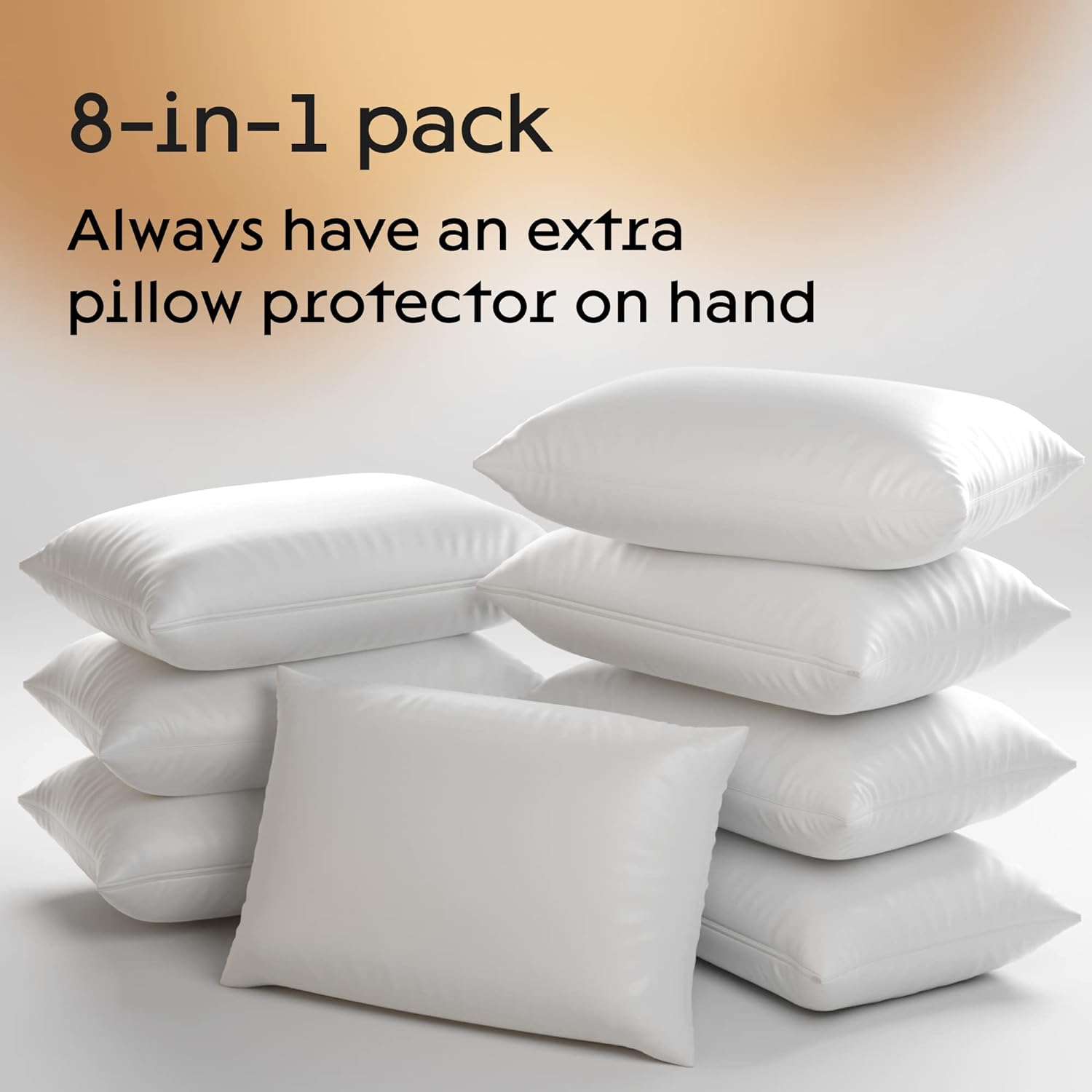 Niagara Sleep Solution 8 Pack Queen Pillow Protectors, 20 x 30, White, 50% Cotton