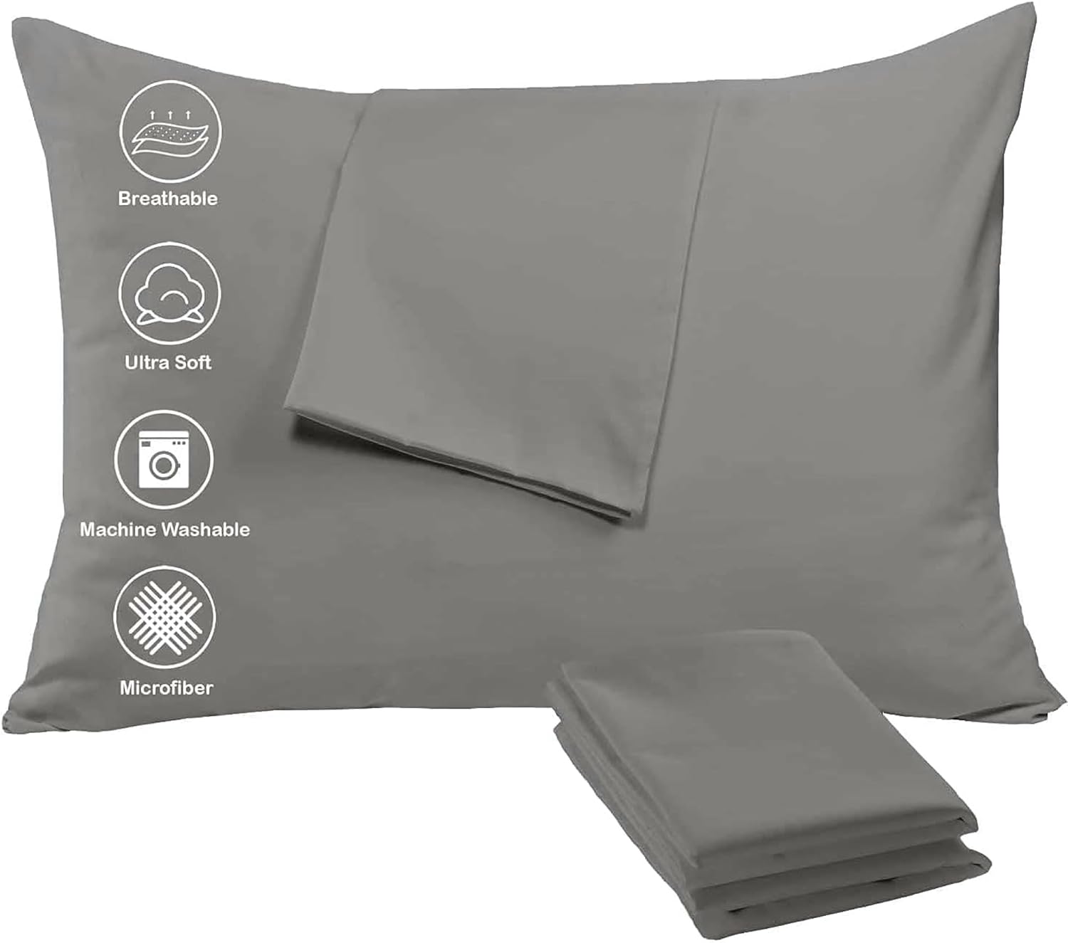 Niagara 4 Pack of Pillow Protectors with Zipper, Standard Size, Effective Dust Protection, Quiet, Stay in Place Pillow Covers, Breathable Case for Pillow Lifespan Extension (20x26 Inches, Grey)