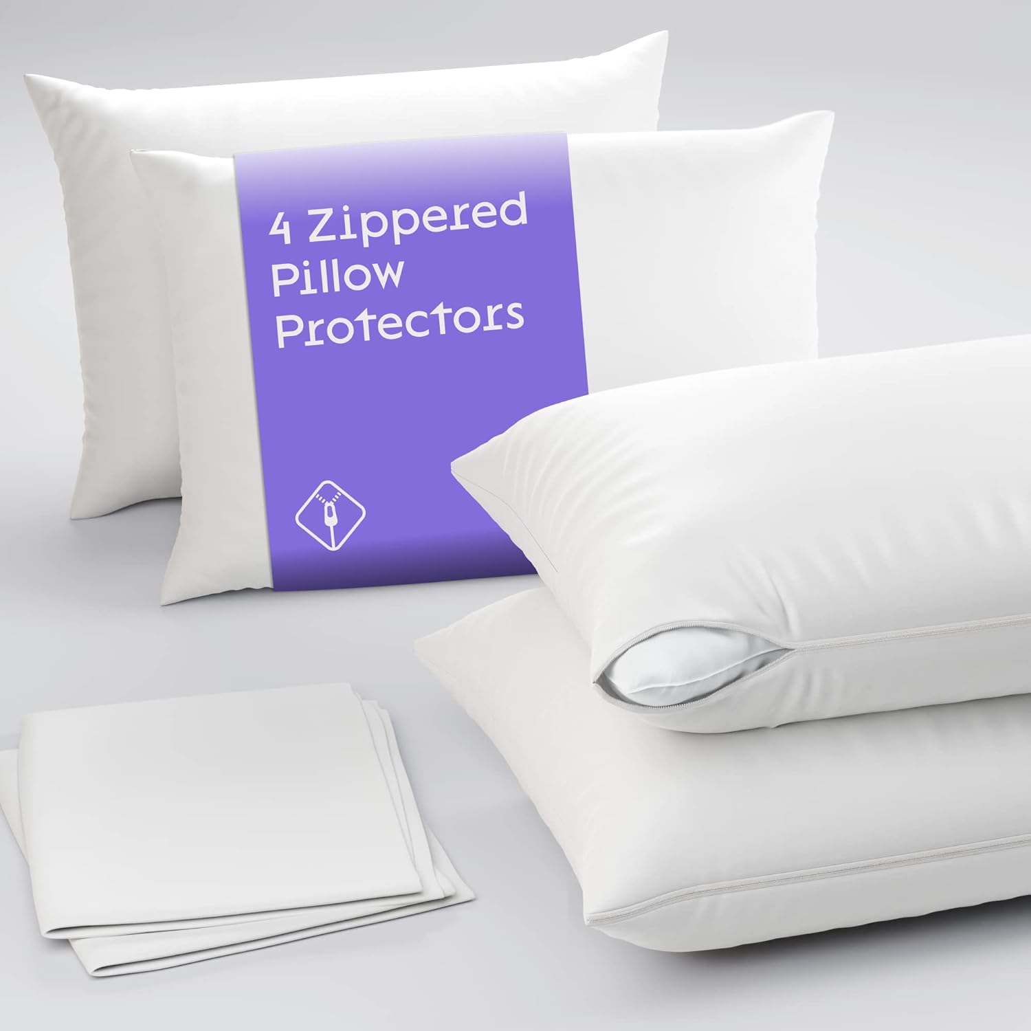 Niagara 4 Pack of Pillow Protectors with Zipper, Standard Size, Effective Dust Protection, Quiet, Stay in Place Pillow Covers, Breathable Case for Pillow Lifespan Extension (20x26 Inches)