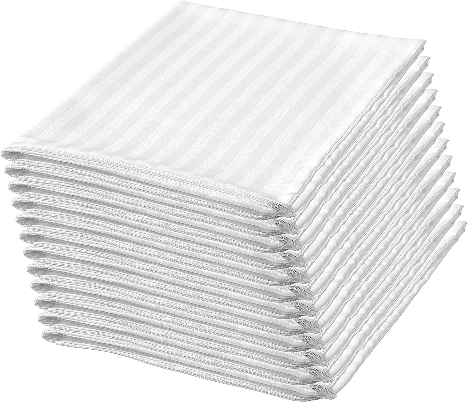 Niagara Sleep Solution 12Pack Pillow Protectors Standard 20x26 Inches Cotton Sateen Blend Dozen High Thread Count Standard Zippered White Hotel Quality Covers Cases