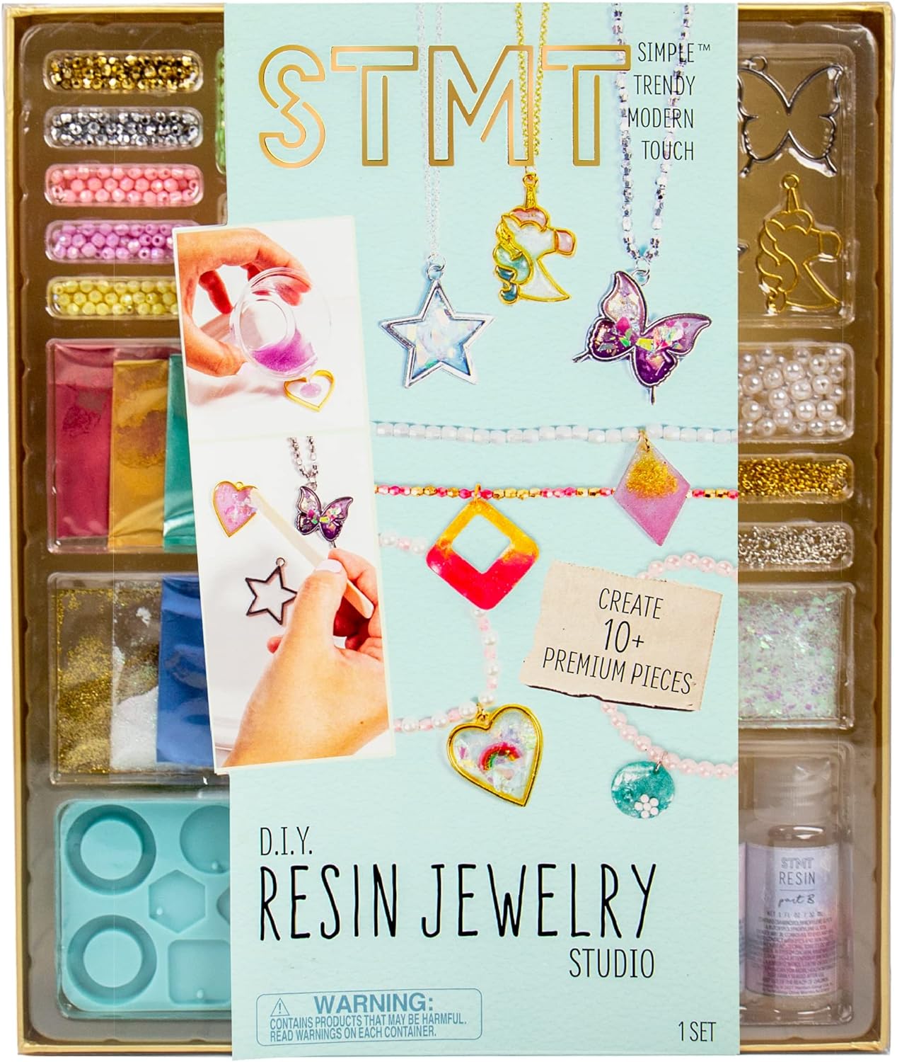 STMT D.I.Y. Resin Jewelry Studio, All-in-One Resin Jewelry Making Kit with Molds, Fun DIY Kit to Make Your Own Necklaces, Bracelets & More, Great Gift for Teen Girls 14+