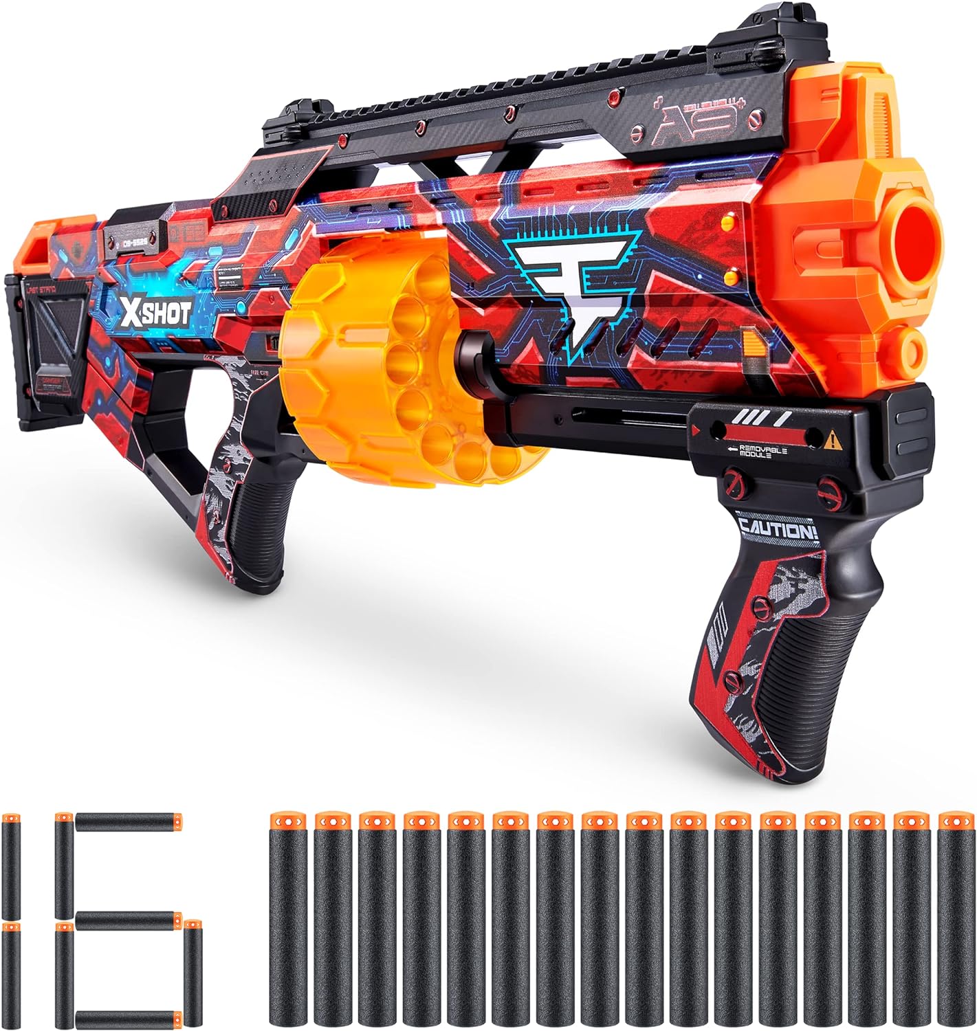 X-Shot Skins Last Stand Foam Dart Blaster - Faze Clan, 16 Darts by ZURU