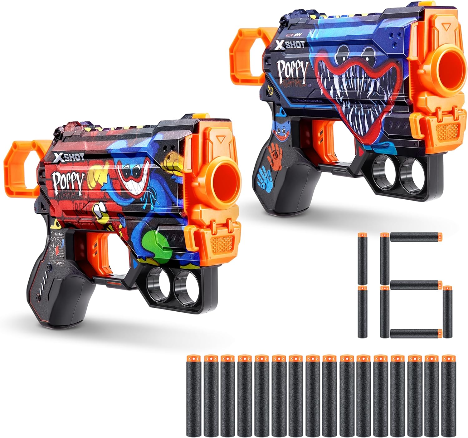 X-Shot Skins Menace Poppy Playtime Dart Blaster 2PK - Jumpscare + Toony, 16 Darts by ZURU