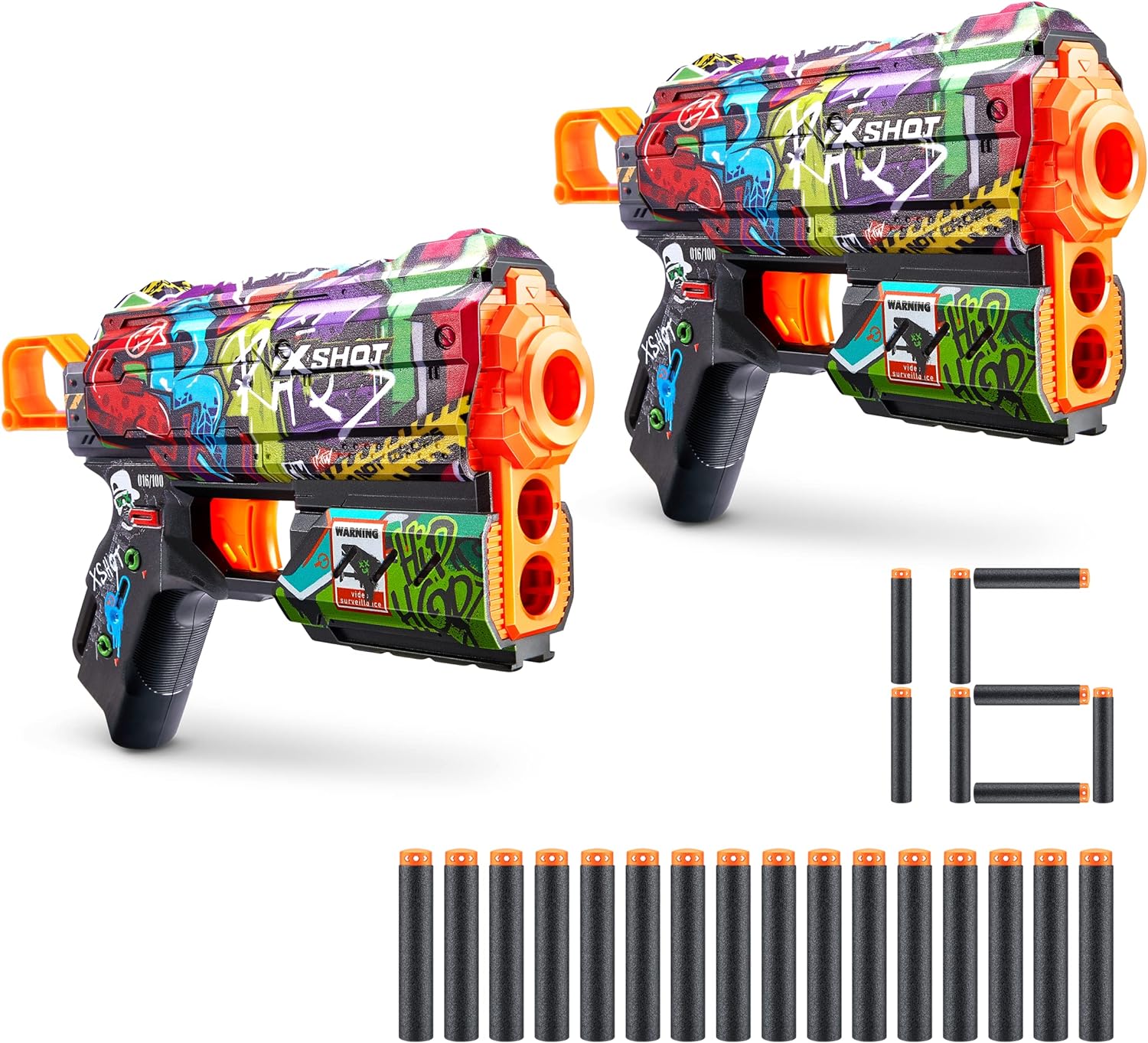 X-Shot Skins Flux Dart Blaster 2PK - Graffiti, 16 Darts by ZURU