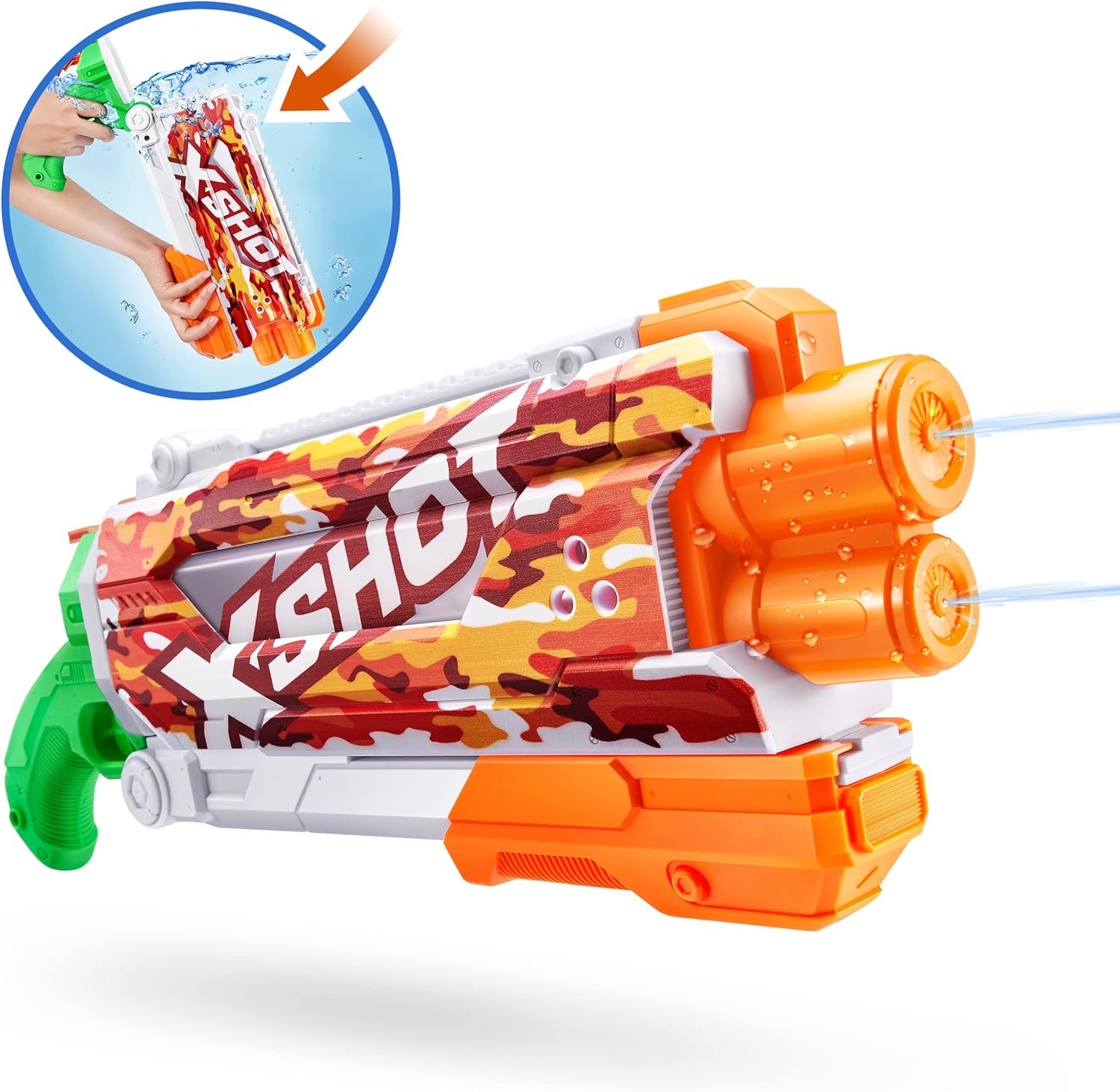 X-Shot Water Fast-Fill Skins Pump Action Water Blaster Red Water Camo by ZURU XShot Watergun (Fills with Water in just 1 Second!)