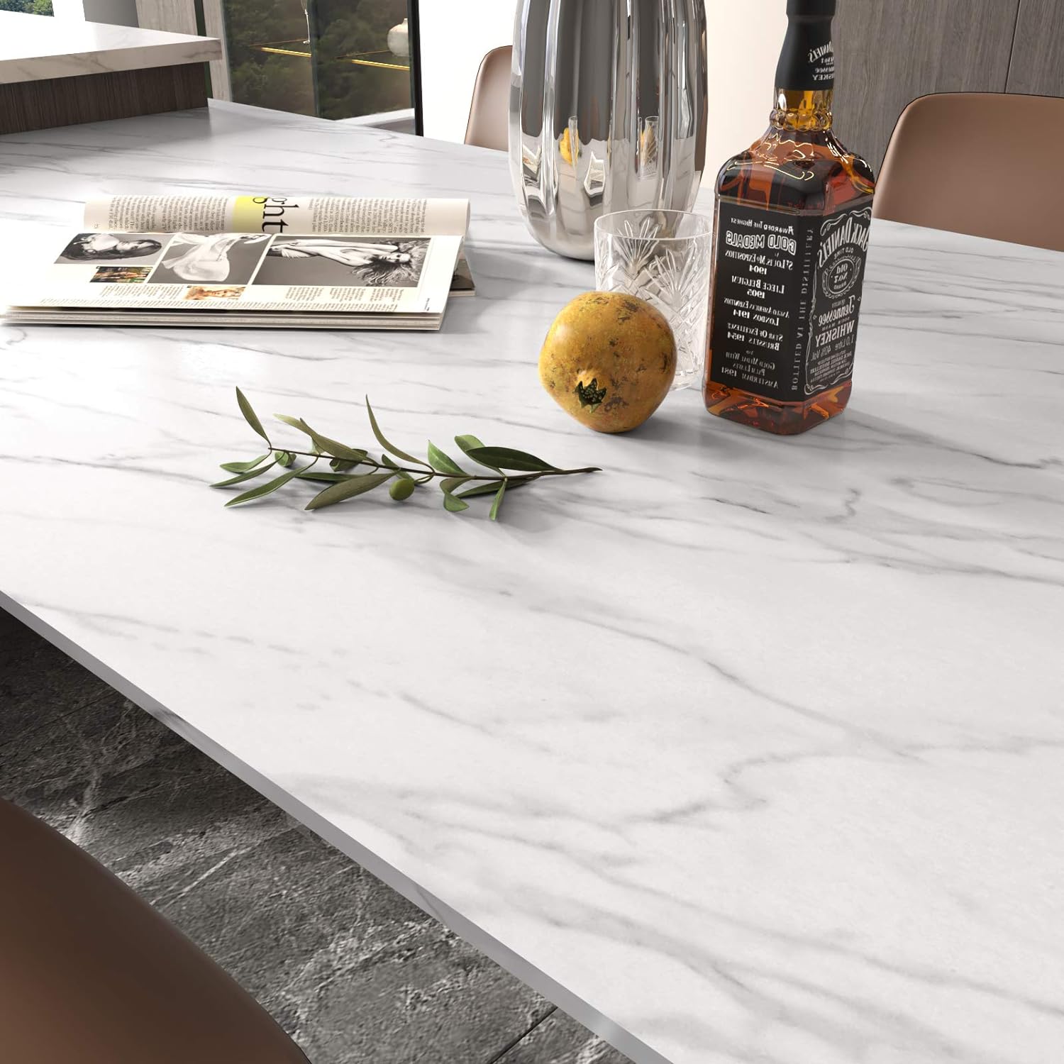 Stickyart 36x160 Marble Peel and Stick Countertop Contact Paper Waterproof Off White Grey Granite Look Contact Paper Removable Self Adhesive Vinyl Marble Wallpaper Decorative Kitchen Backsplash