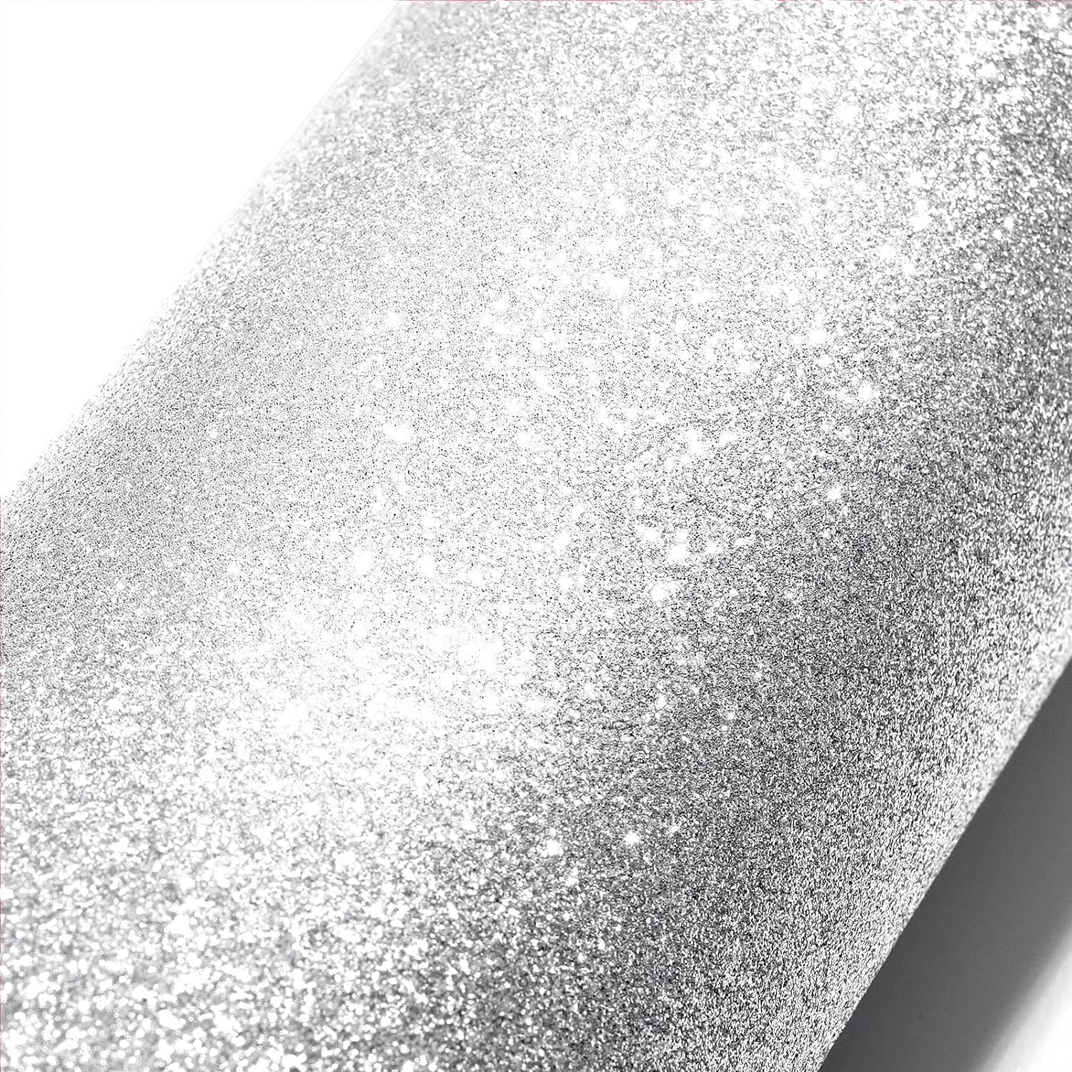 Stickyart Silver Glitter Wallpaper Peel and Stick Glitter Fabric Wallpaper Roll Self Adhesive Sparkle Contact Paper for Cabinets Dressers DIY Crafts Gift Wrapping Paper Party Decorations 15.8x78.7